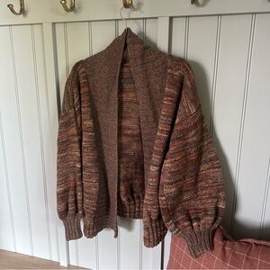 One of a kind cardigan sweater with bubble sleeves